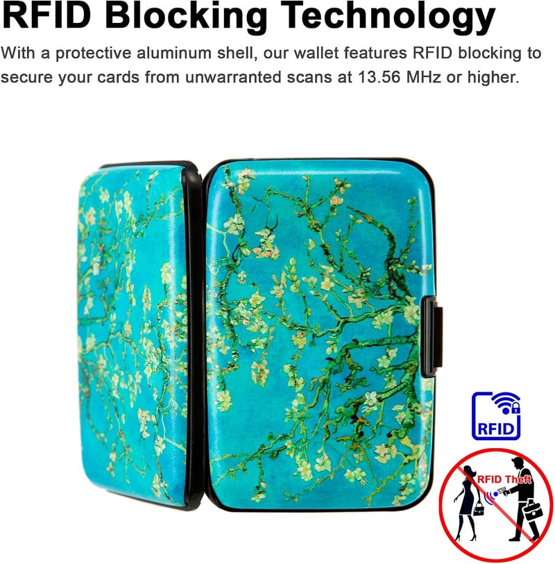 Kaabao Credit Card Holder, Metal Card Wallet RFID Blocking Mini Slim Aluminum Business Hard Card Case for Women Men (Vincent van Gogh Almond Blossoms) - Image 3